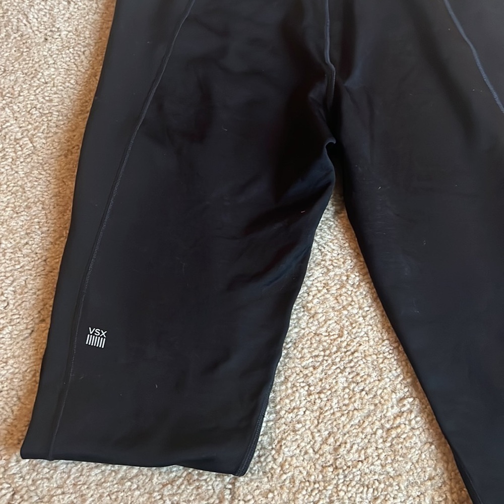 Victorias Secret Sport VSX black fleece lined pull on side zip ankle leggings l - Picture 6 of 7